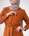 Fall Front Buttoned Dress Copper