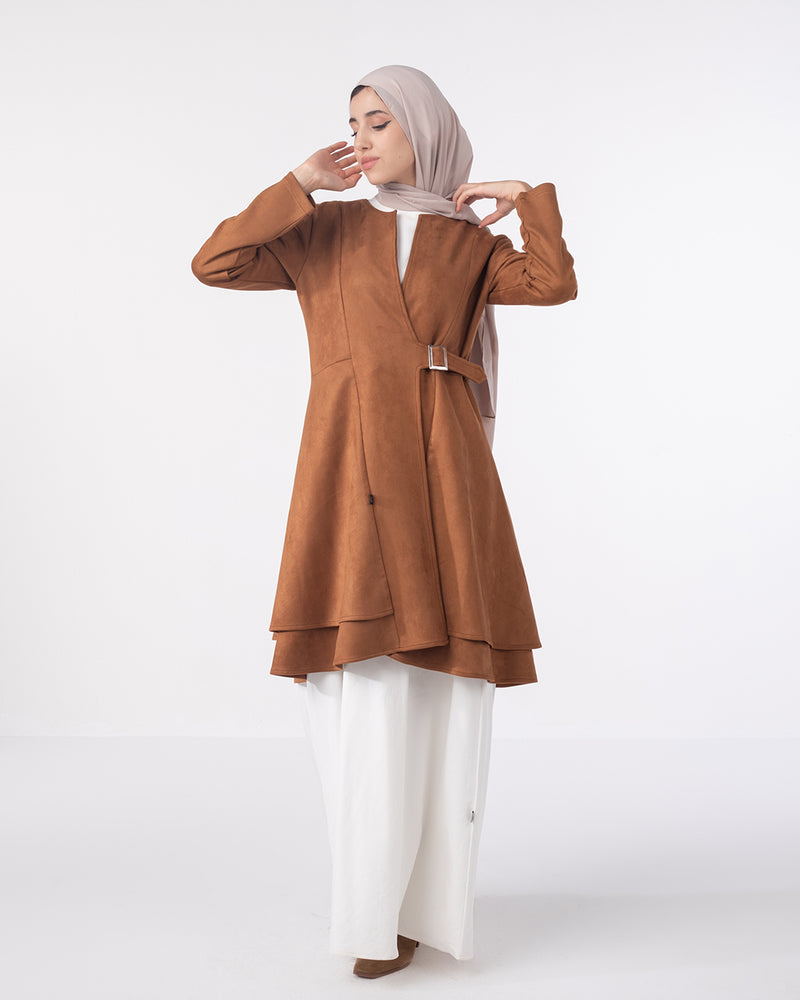 Wrap Suede Jacket Rust Brown