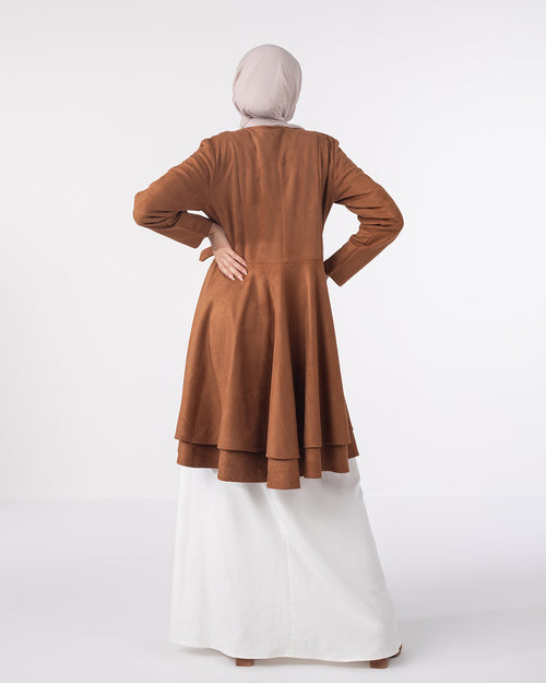 Wrap Suede Jacket Rust Brown