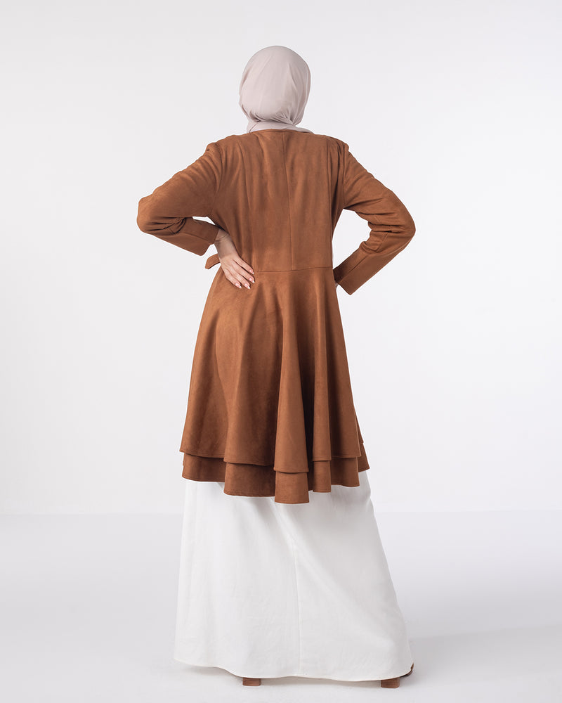 Wrap Suede Jacket Rust Brown