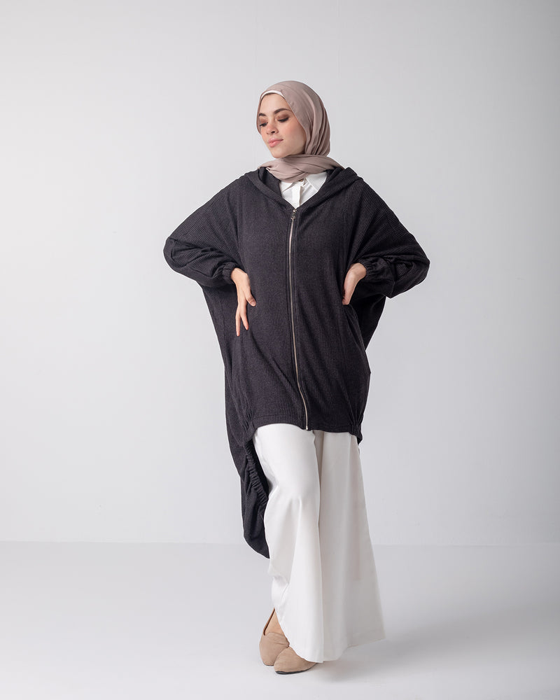 Oversized Zipper Jacket Grey