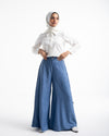 Linen Wide leg pants Blue