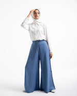 Linen Wide leg pants Blue