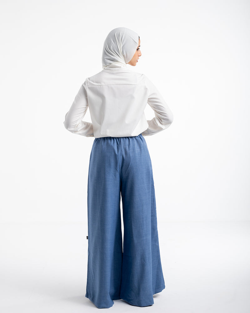Linen Wide leg pants Blue