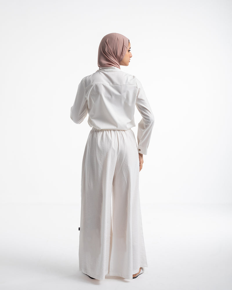 Linen Wide leg pants White