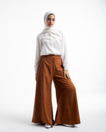 Linen Wide leg pants Rust Brown