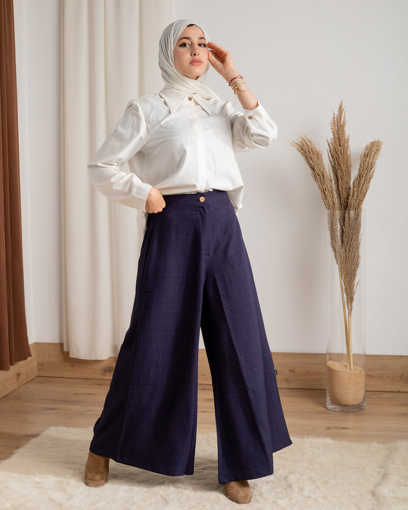 Linen Wide leg pants Navy