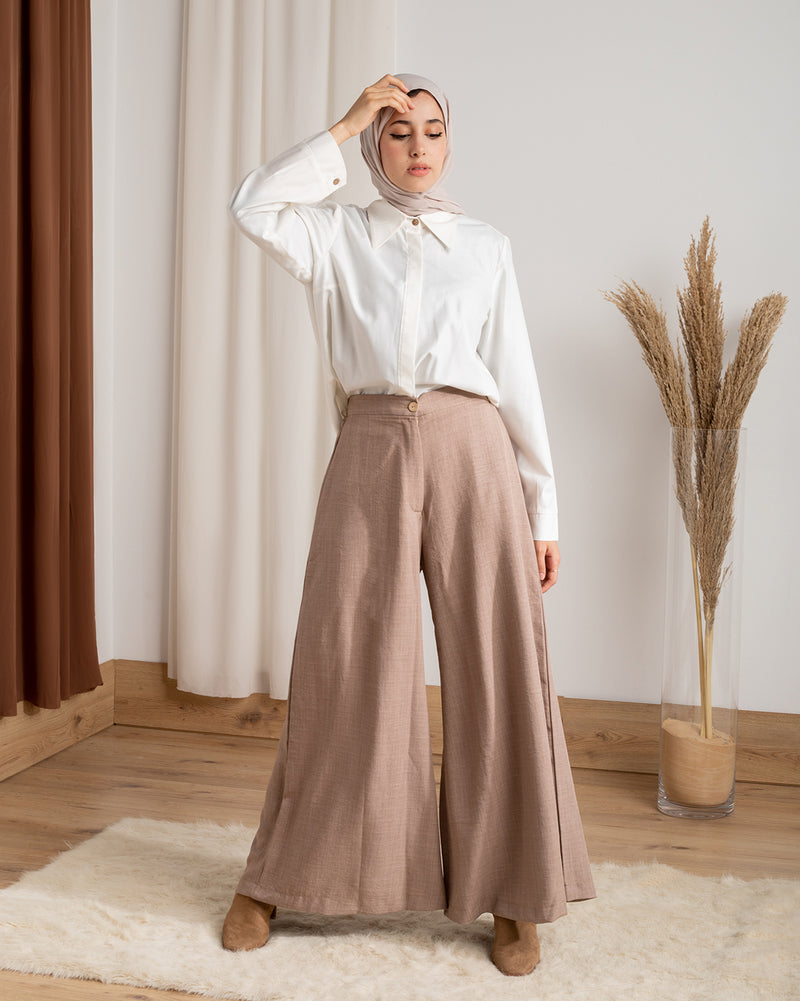 Linen Wide leg pants Cafe