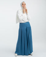 Linen Pleated Jupe Pantalon - Blue