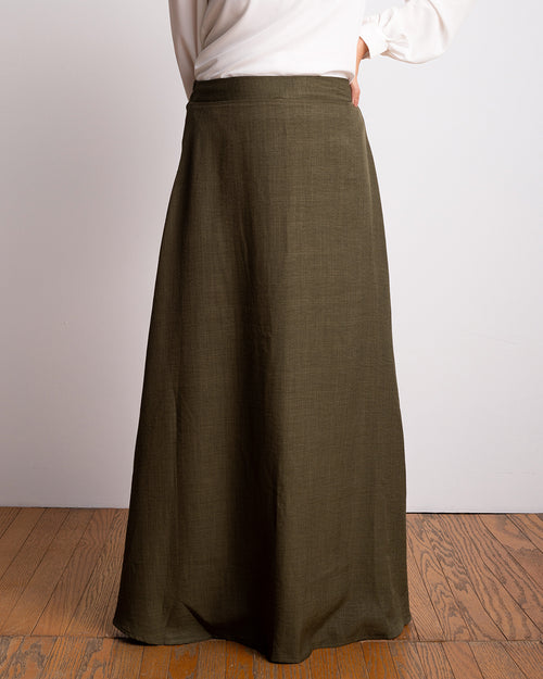 Linen Maxi Skirt Olive CODE 119