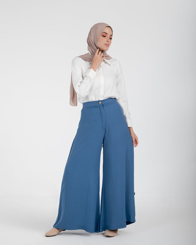 Linen Wide leg pants Blue