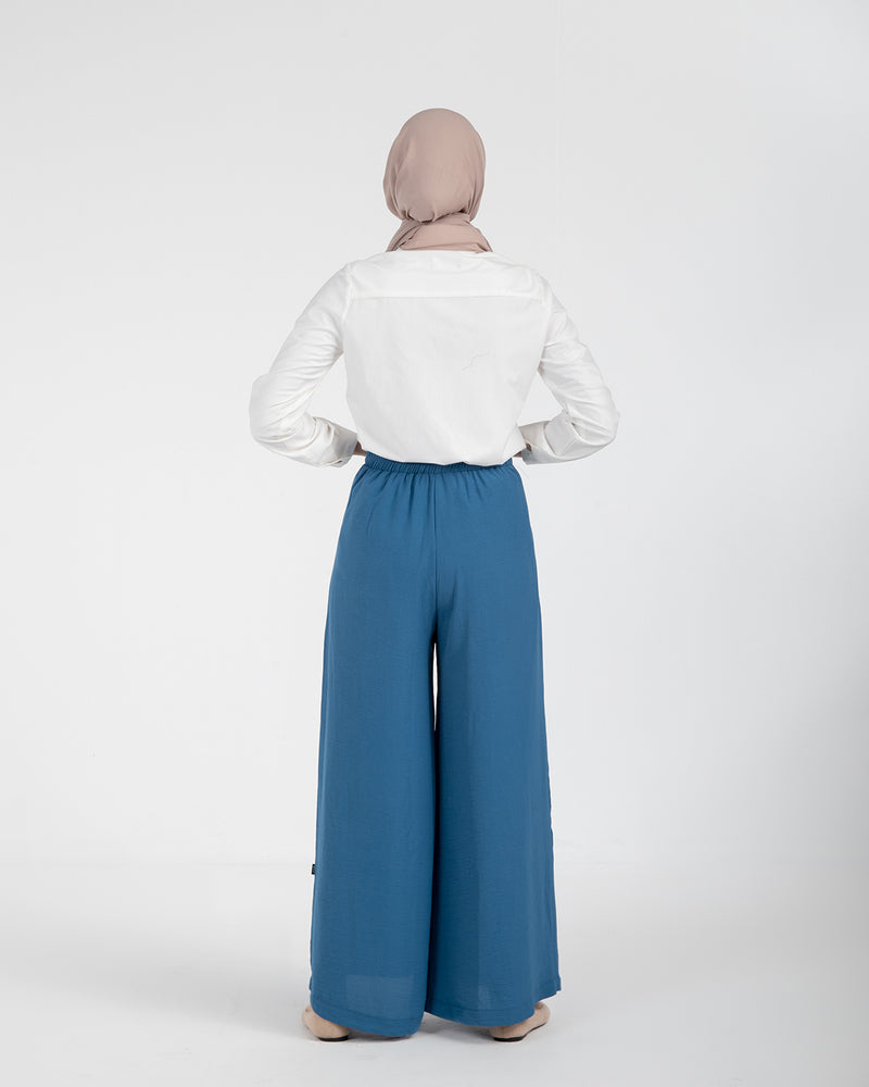 Linen Wide leg pants Blue