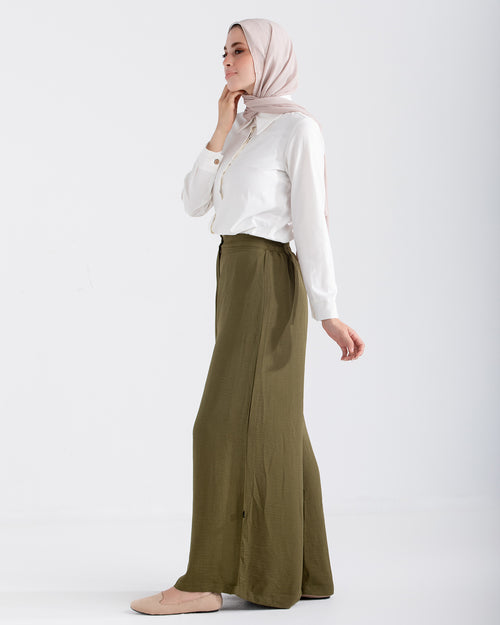 Linen Wide leg pants Olive