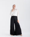 Linen Wide leg pants Black