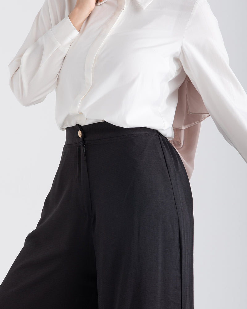 Linen Wide leg pants Black